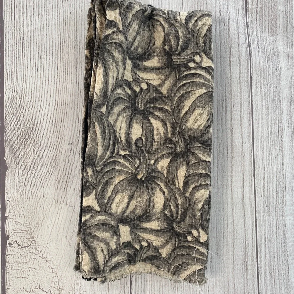 Rachel Ashwell The Farmhouse Kitchen Towels Set of 3 Gray Pumpkin Waffle Autumn